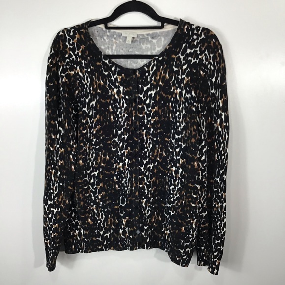 Talbots | Leopard Print Cardigan~XL - Picture 2 of 8